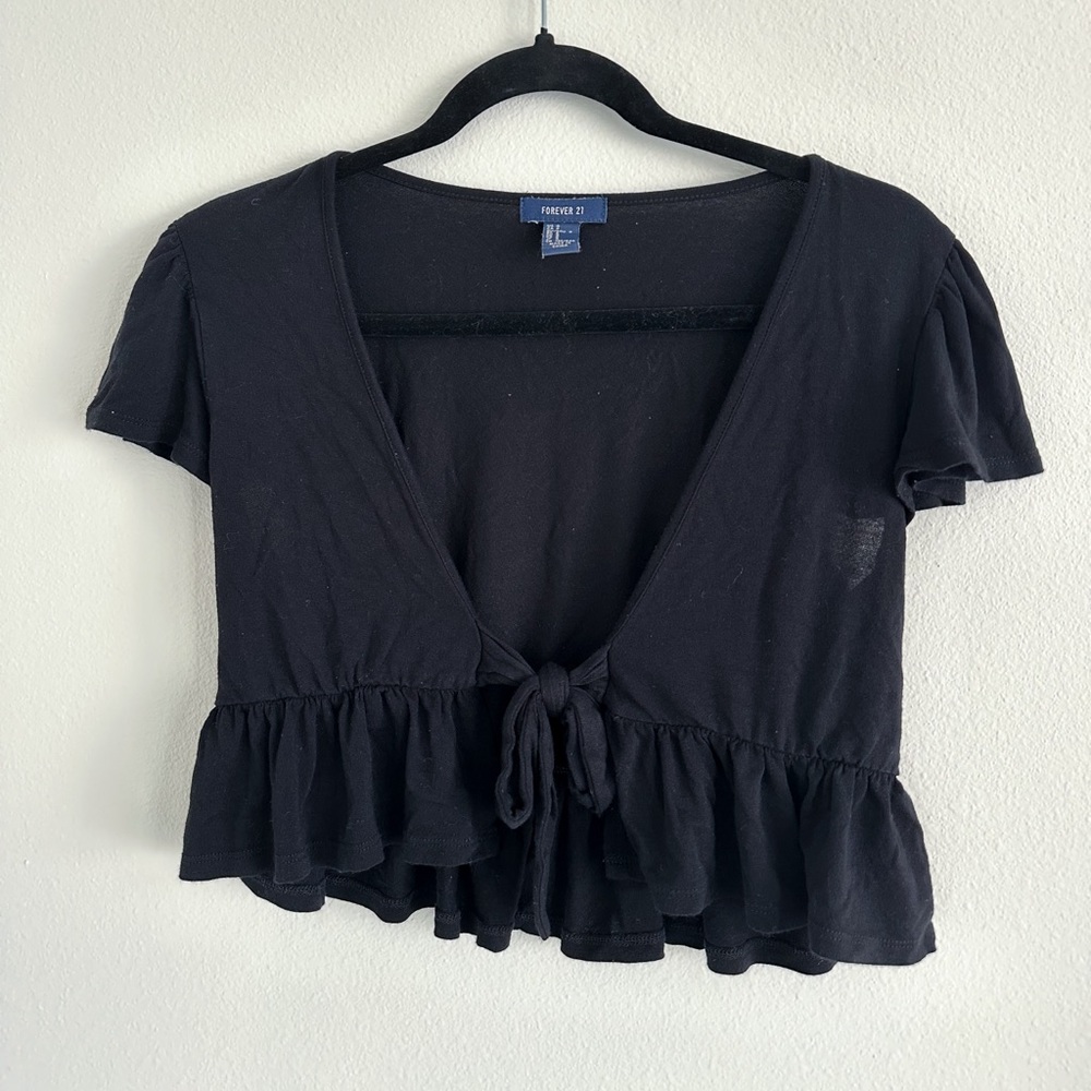 Forever 21 Tie Front Babydoll Crop Top